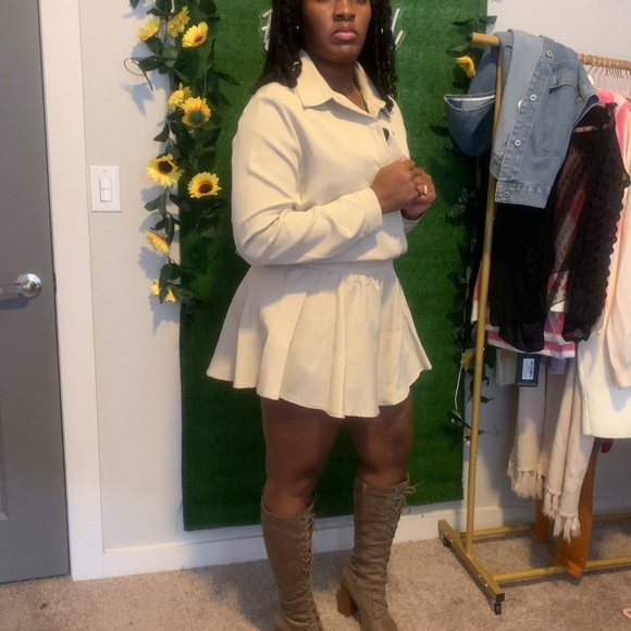 2pc button up with flowy shorts - Picture 2 of 4